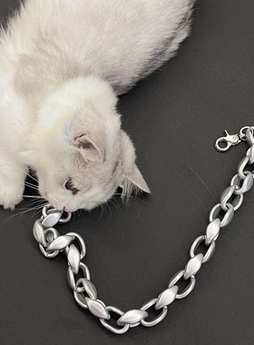 国潮古巴粗链条欧美质感男女情侣街头嘻哈港风潮蹦迪灰亚克力项链