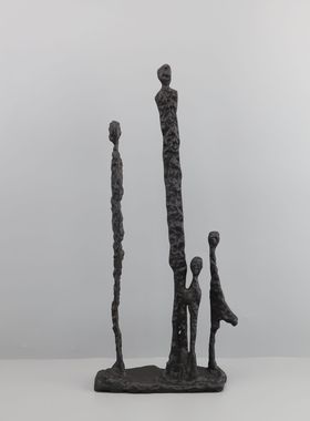 新中式创意黑色铸铁人摆件样板房电视柜卧室书房客厅桌面玄关饰品