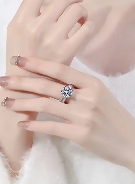 5克拉仿莫桑石戒指一路生花奢华满钻鸽子蛋活口