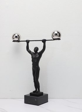 新中式金属举重人摆件样板房卧室书房餐厅桌面玄关客厅工艺品摆件