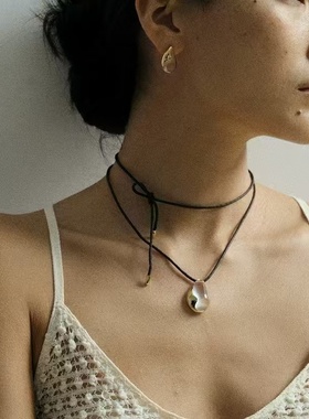 不规则设计融系列白水晶项链气质百搭项链小众设计白水晶毛衣链女