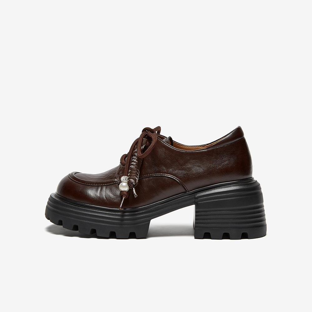 Bestu 2025 Autumn Mall New Retro British Oxford Shoes Thick Heel Women's Deep Mouth Single Shoes O9977CM5