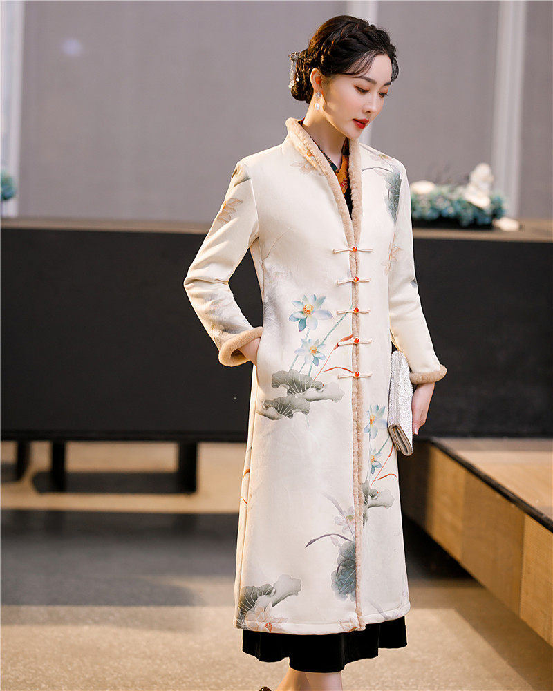 长款秋冬加绒长袖套装2021年旗袍 红舍旗袍