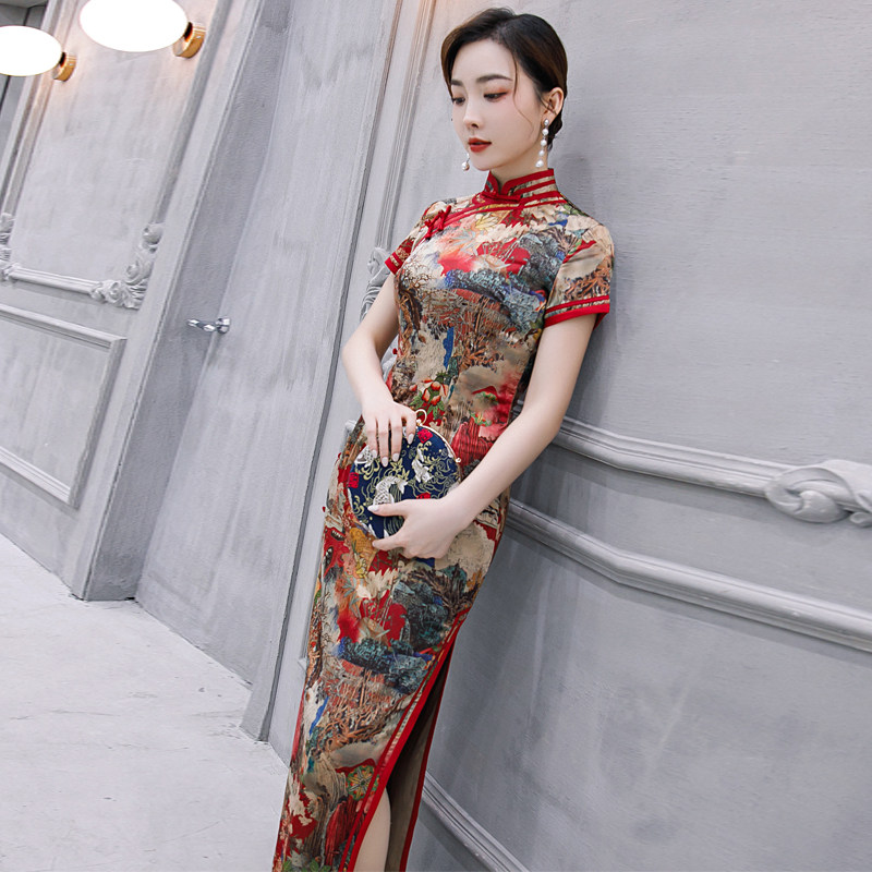 改良版旗袍年轻款少女复古连衣裙 红舍旗袍