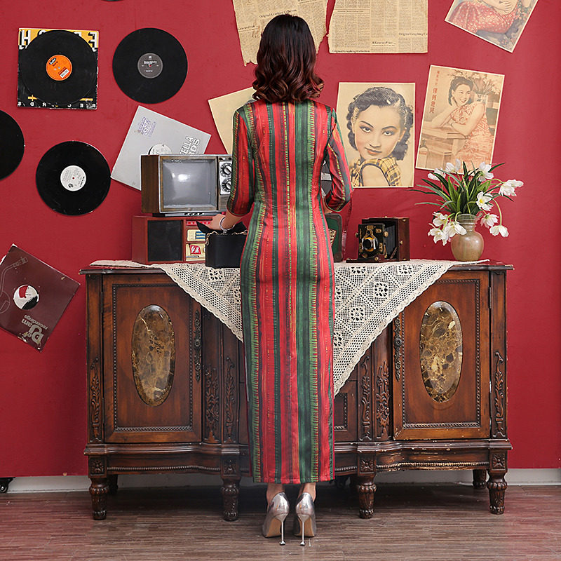 新式改良版七分袖旗袍年轻款连衣裙 红舍旗袍