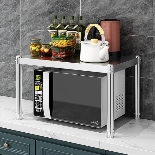 特厚不锈钢置物架厨房一层台面架子垫高单层落地支灶台底座架 - 图1