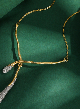 几何项链不规则金属潮流树杈镶钻