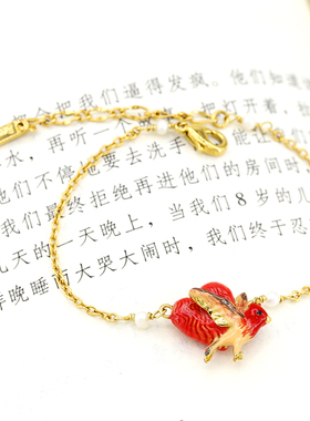 百搭爱心小鸟红色渐变可调节手链