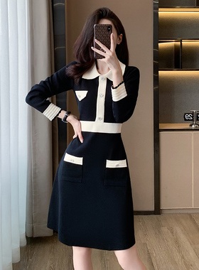 法式小香风气质针织连衣裙女秋季