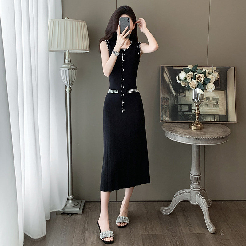 女装夏季温柔小香风圆领冰丝针织连衣裙修身气质包臀中长款T恤裙,淘宝优惠券,粉丝福利购,淘宝优惠卷