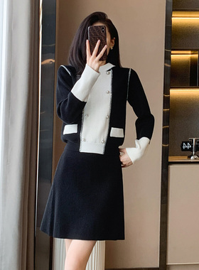 名媛打底针织衫半身裙两件套女秋