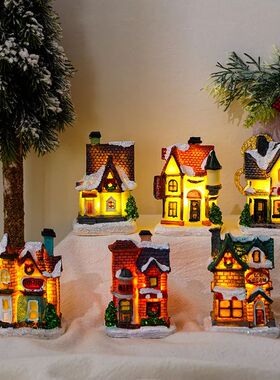1/2pcs New Christmas Decorations Resin Christmas Small House