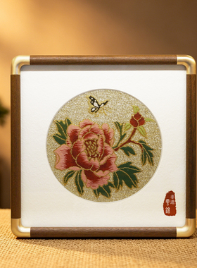 五艺云锦蝶恋花中式花鸟摆件