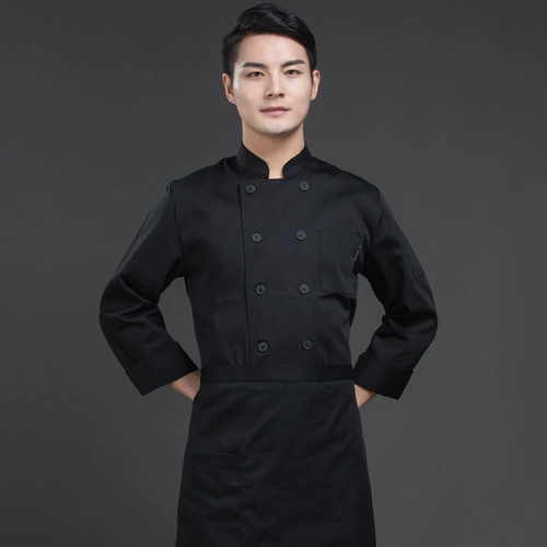 Шеф -повар одежда с длинным рукавом кухня плюс плюс размеры черные мужчины и женщины китайский китайский шеф -повар