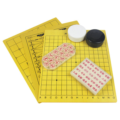 黑白五子棋子儿童学生初学者盒装围棋棋盘成人五指棋皮革象棋套装 - 图2