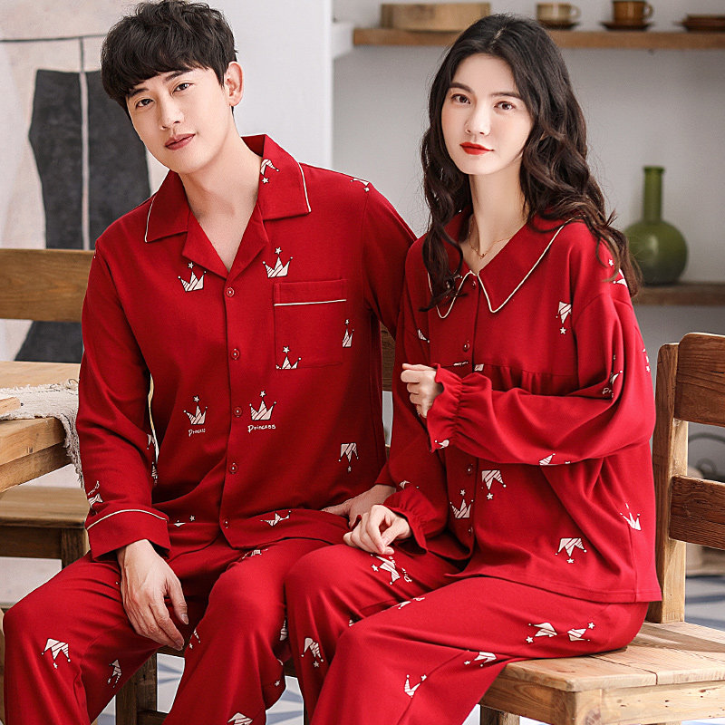 悦心依婚庆结婚情侣纯棉长袖男睡衣 悦心依睡衣/家居服套装