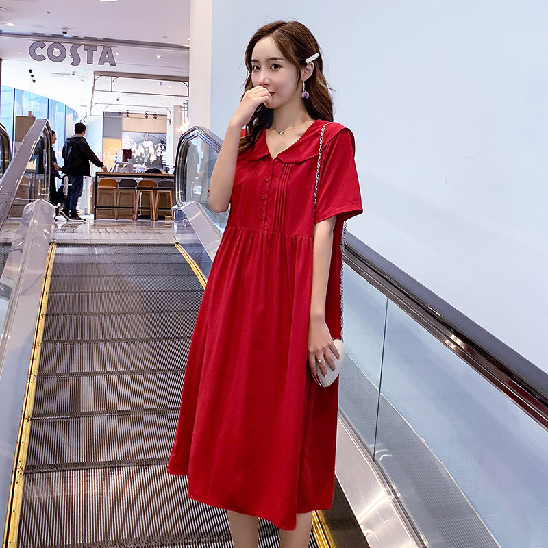 孕妇装夏装洋气长款夏天收腰连衣裙 himibaby连衣裙