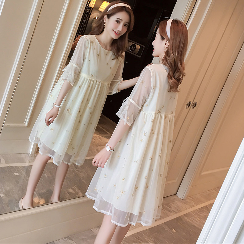 孕妇夏装2021新款中长款夏季孕妈妈 himibaby连衣裙