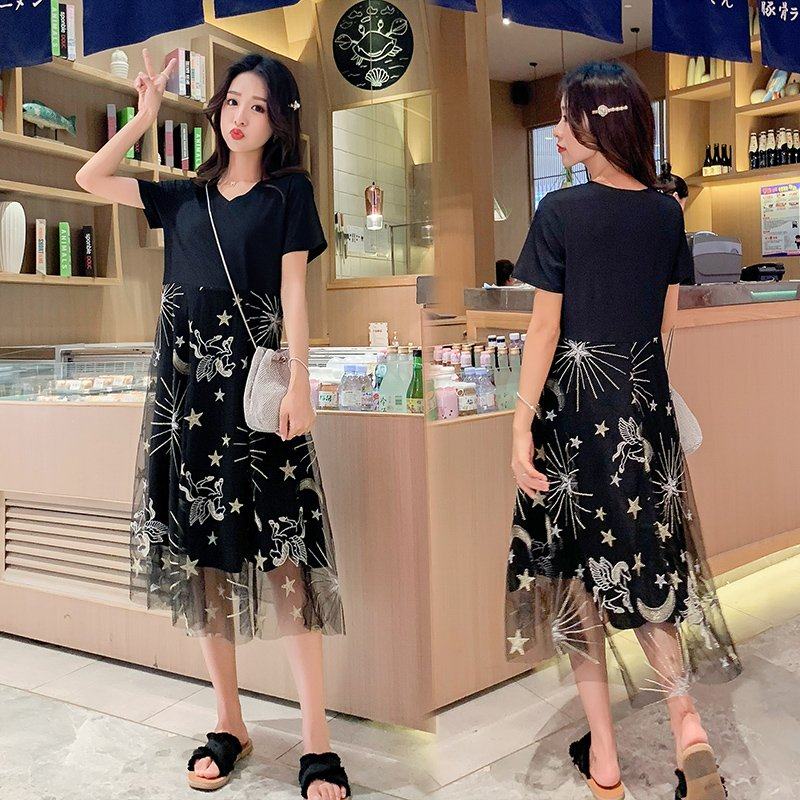 孕妇夏装连衣裙仙女超仙中长款t恤 himibaby连衣裙