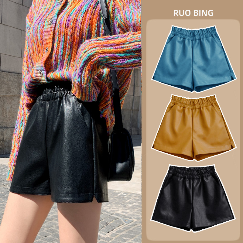 皮短裤2020年秋季新品高腰显瘦皮裤 夏奈莉休闲裤