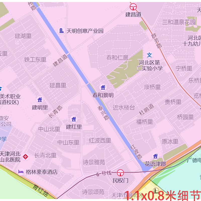 河北区地图1.1m天津市现货防水高清办公家用行政交通彩色装饰画 - 图1