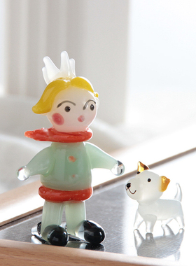 淄博陶瓷琉璃大观园手工琉璃双马尾女孩小王子摆件工艺品网红爆款