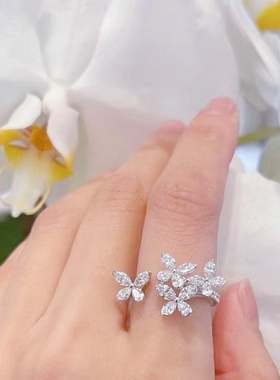 2025新纯银蝴蝶满钻戒指小众设计