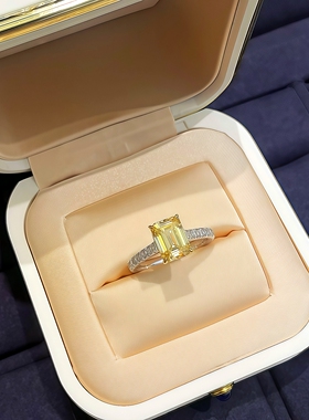 女银镀18K白金招财黄钻戒指钻戒