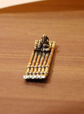 纯黄铜竹排香插摆件复古渔翁独钓熏香香托工艺礼品办公室桌面装饰