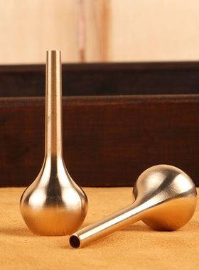 黄铜花瓶创意摆件迷你小号桌面客厅插花干花装饰仿古金属花器