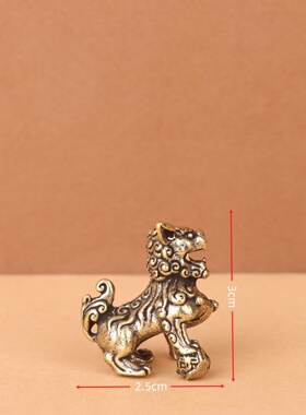 纯铜狮子一对镇宅复古茶宠摆件
