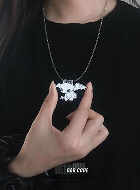 卡通白夜双龙项链男女ins