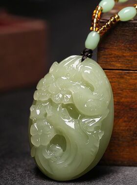 天然和田玉岫玉喜上眉梢