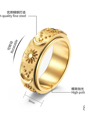 狂饰风情侣钛钢森系戒指