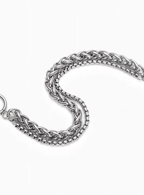 狂饰风情侣钛钢ins风银色手链