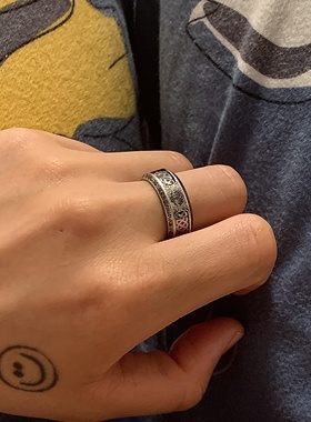 狂饰风男钛钢复古做旧戒指欧美风