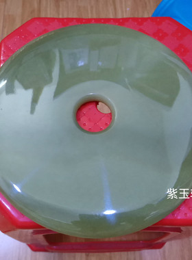 天然深绿古青玉大平安扣玉石摆件
