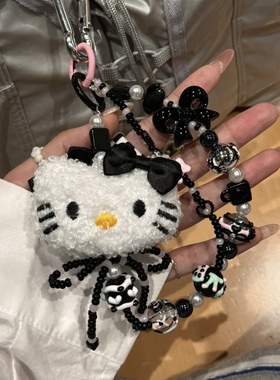 日本 DAEETO多巴胺毛绒少女猫咪彩珠包包手机绳数字挂绳可爱挂件