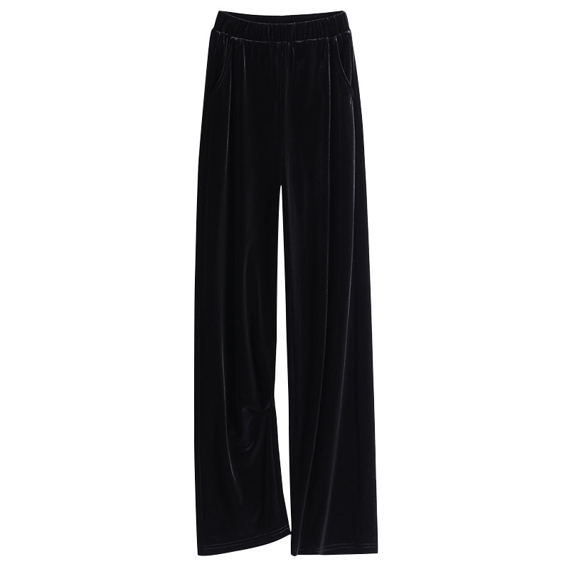 金丝绒加绒阔腿裤秋冬宽松运动裤 美人畔休闲裤