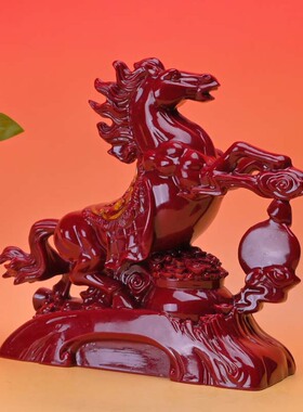 朱砂马摆件马到成功摆件客厅电视柜办公室生肖装饰大马工艺礼品