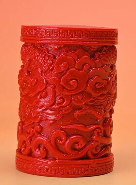 原矿朱砂大展宏图笔筒摆件节节高升转运办公室装饰品