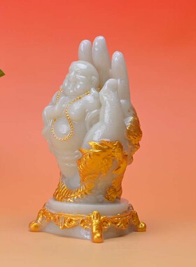 掌中弥勒佛大肚摆件笑佛夜光招财佛像供奉树脂工艺品