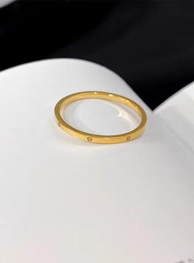 极细18k金食指戒指男女情侣