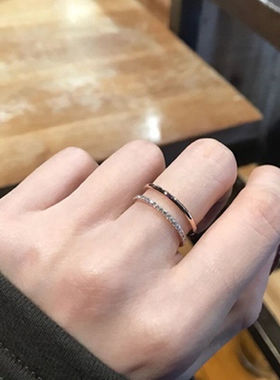 日韩简约微镶皓石钻戒不掉色18K