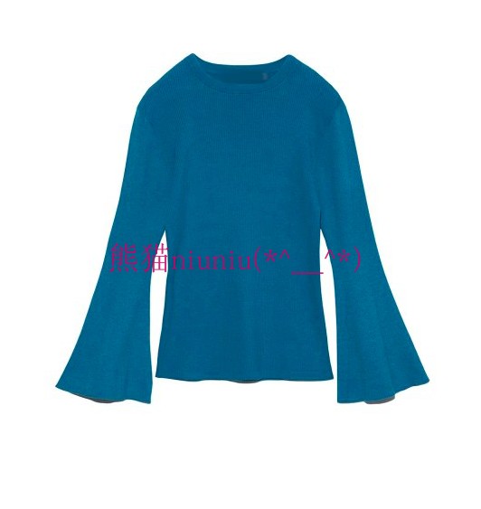 优雅打底推荐，人气新品 纯圆S家 圆领喇叭袖针织上衣 - 图3