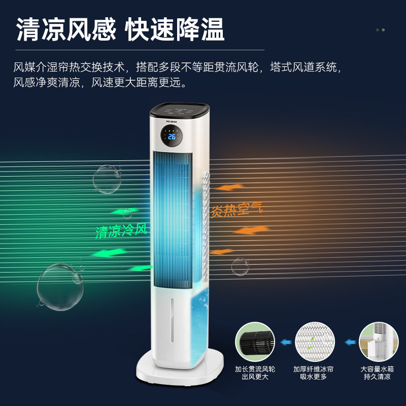 美菱冷暖两用家用冷风机遥控空调扇 美菱亿彩空调扇
