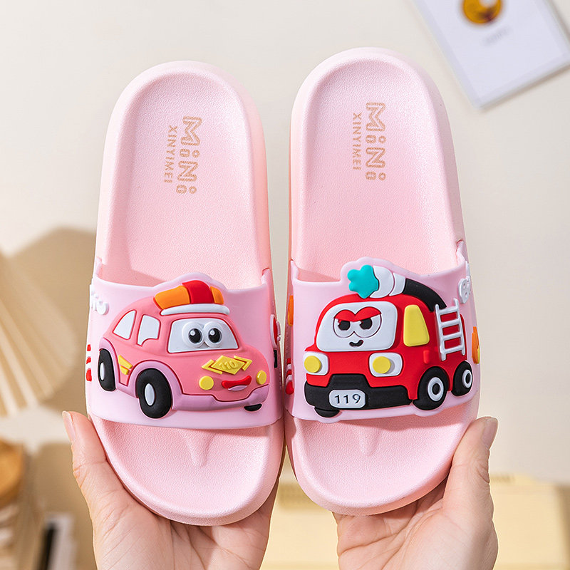 小汽车儿童拖鞋夏季新款防滑家居家洗澡警车消防车男孩室内凉拖鞋,淘宝优惠券,粉丝福利购,淘宝优惠卷