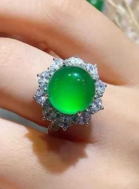 天然A货独龙玉翡翠色戒指