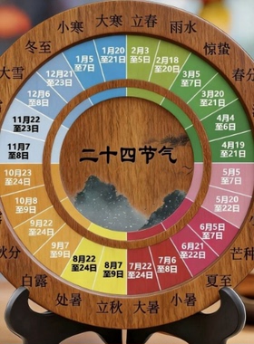 二十四节气知识小科普好寓意圆盘祝福桌面房间玄关床头摆件礼物