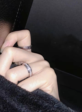 镀玫瑰金可转动招财转运戒指女时尚钛钢食指戒欧美新款潮网红指环